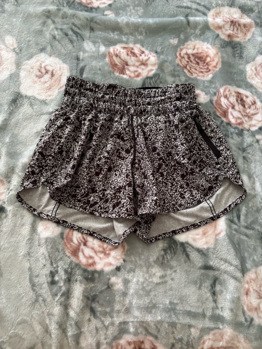 lululemon athletica Black and White Printed Women's Athletic Shorts
